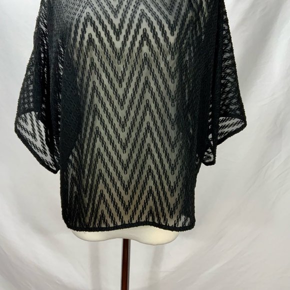 IRO Azade Chiffon Lightweight Textured Black Top Size S Short Sleeve Tunic - Picture 4 of 11